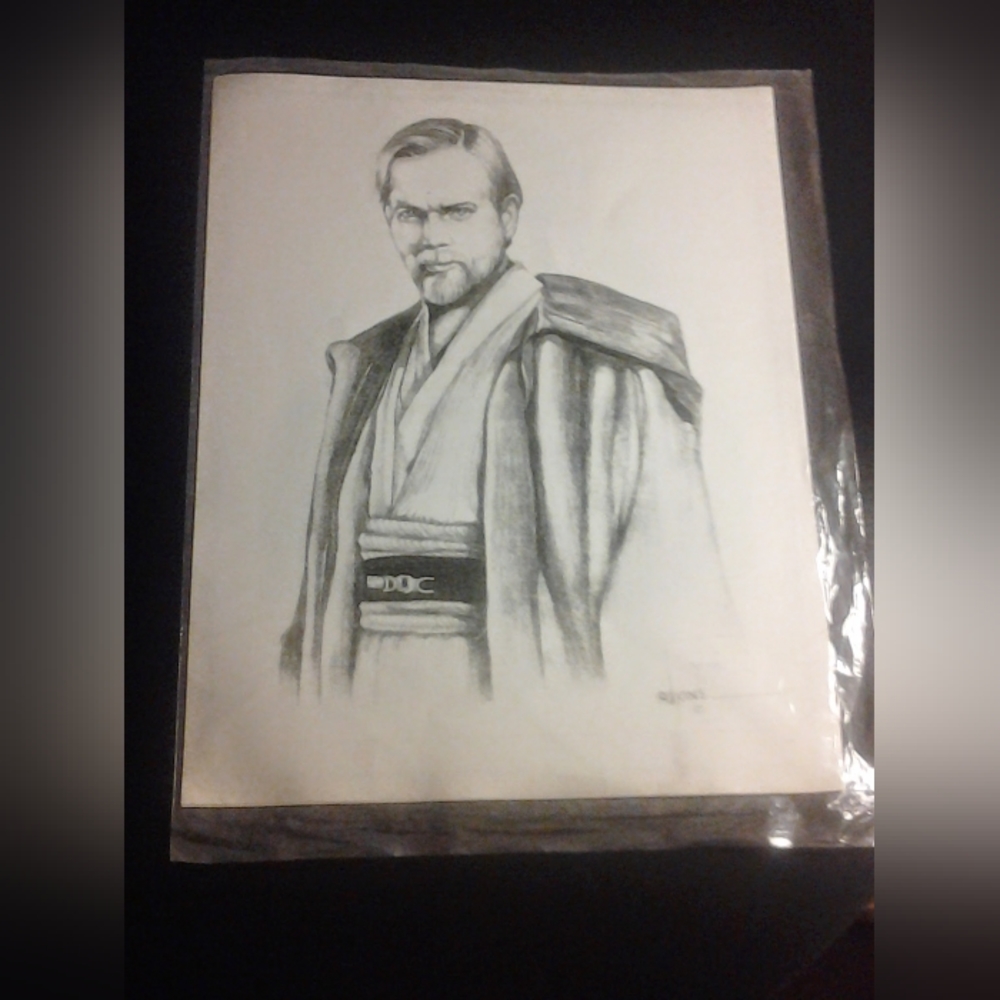 STAR WARS OBI-WAN KENOBI PENCIL SKETCH ART PRINT BY DALE ADKINS 11" x 14"